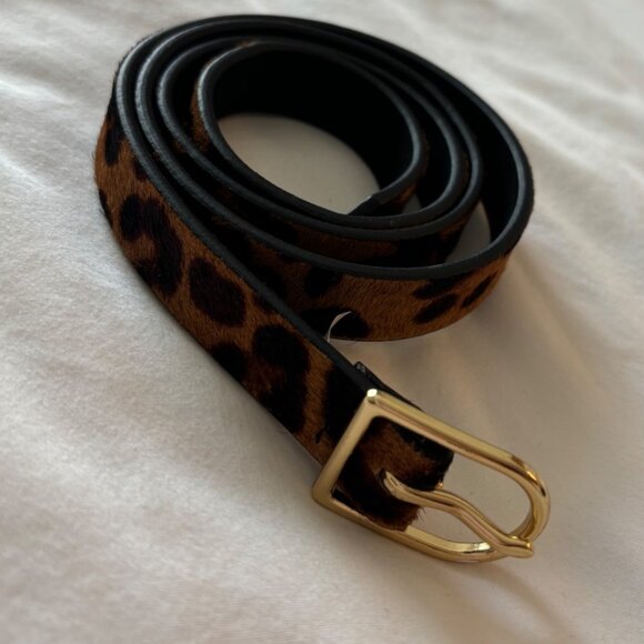 Leopard Print Banana Republic Belt XS Cow Leather & Synthetic Leather Gold Buckl - Picture 1 of 10